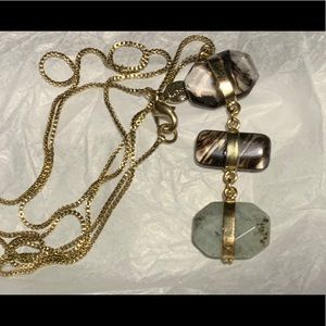 LOFT STACKED TRIPLE STONE PENDANT NECKLACE
